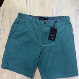 Club Monaco Deep Teal Flat-Front Chino Shorts
